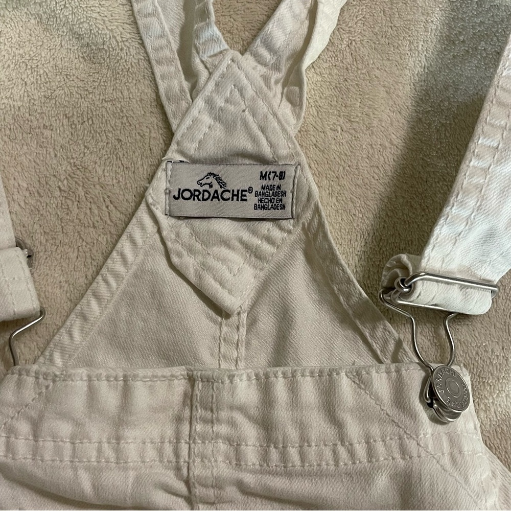Medium girls 7/8 white Denim Overalls - Picture 3 of 7